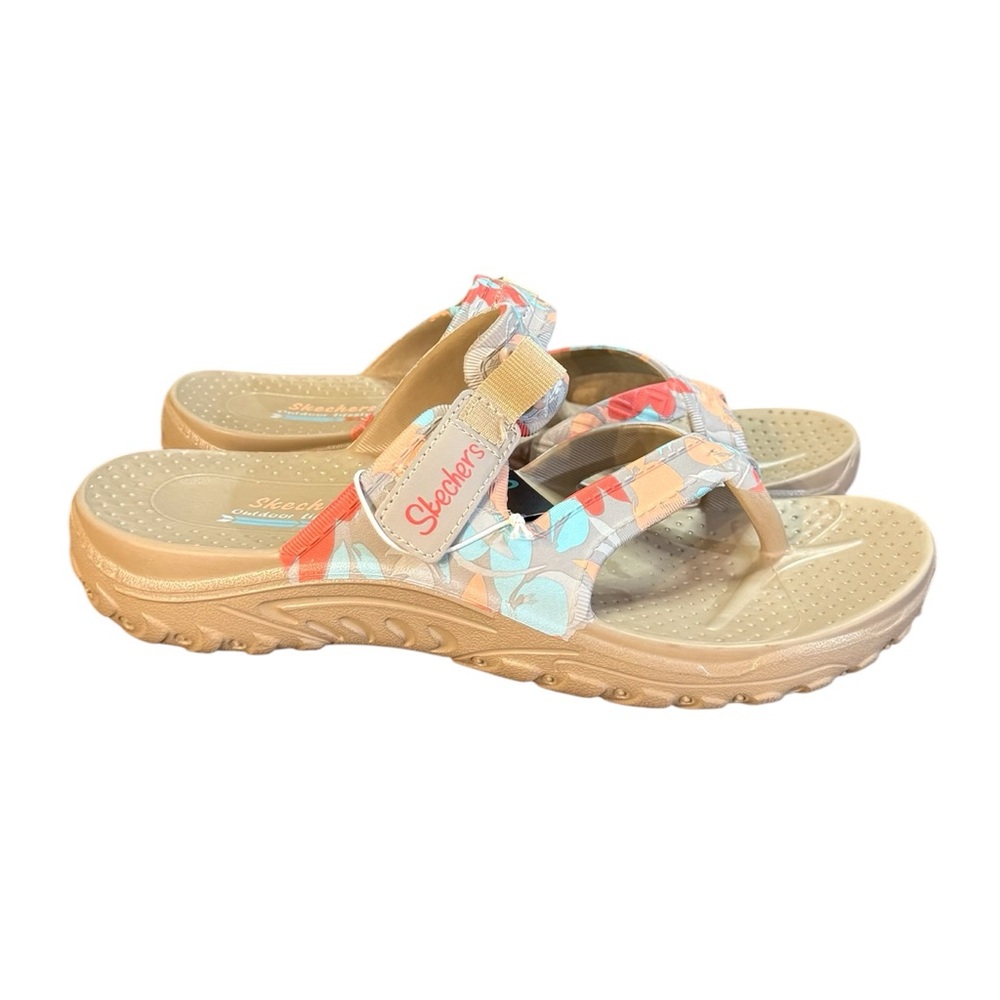Skechers Floral Pattern Tan and Coral Strap Sandals